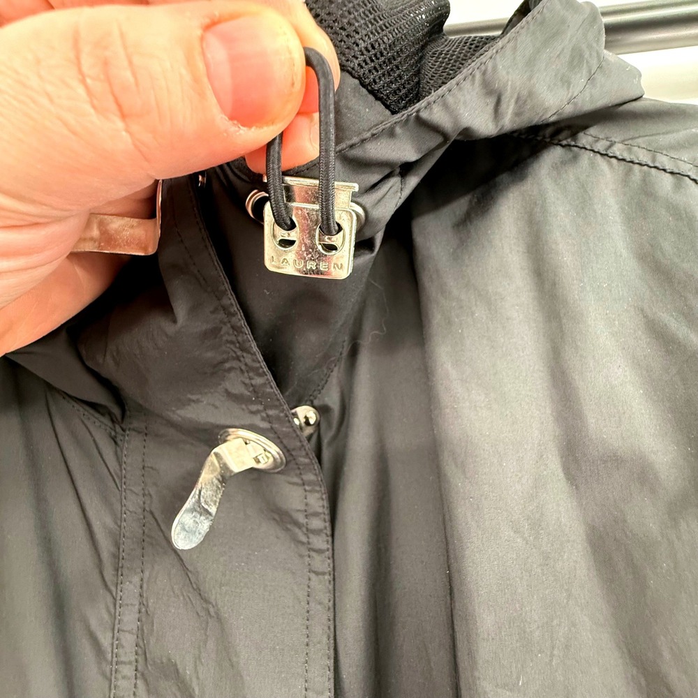 Lauren Ralph Lauren Hooded Utility Jacket Women's Medium Black Toggle Closure - Picture 8 of 11